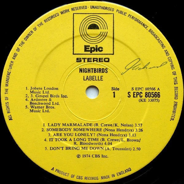 LABELLE, Nightbirds (Epic Yellow; EPC 80566, UK 1974, Insert) LP VG/VG+ - Image 3