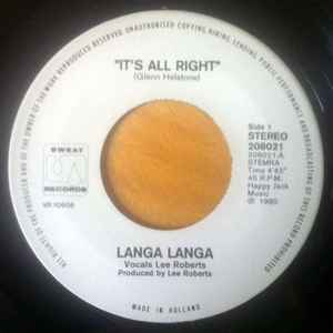 LANGA LANGA, It's All Right / Freedom Is The Thing (Sweat Records; VR 10608, Netherlands 1980, Picture Sleeve) 7" EX/EX - Image 2