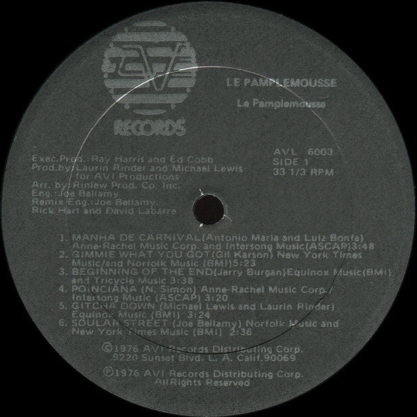 LE PAMPLEMOUSSE, Le Pamplemousse (AVI Records; AVL 6003, US 1976) LP G+/VG+ - Image 3
