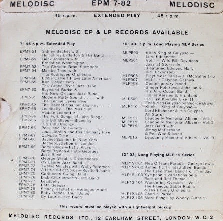 LEADBELLY, Blues By Leadbelly (Melodisc; EPM 7-82, UK 1959, Picture Sleeve), SALE - Up to 50% Off the Original Price 7" G+/VG - Image 2