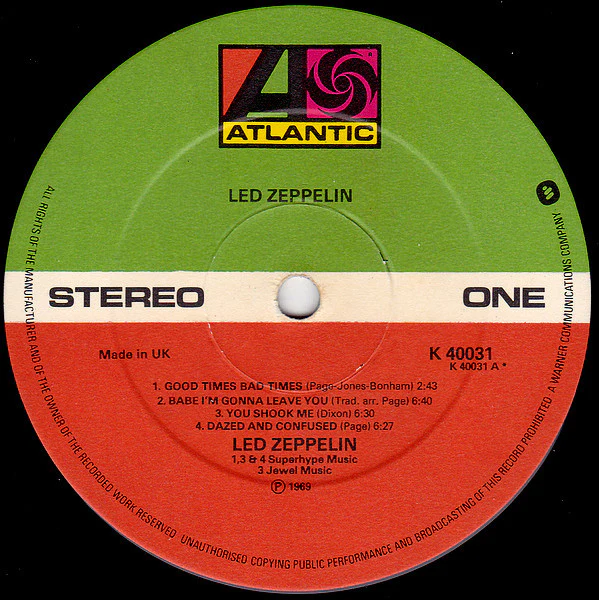 LED ZEPPELIN, Led Zeppelin (Atlantic Orange & Green With W Logo On Label Rim; K40031, UK 1974 Reissue, Laminated Sleeve) LP VG/VG - Image 3