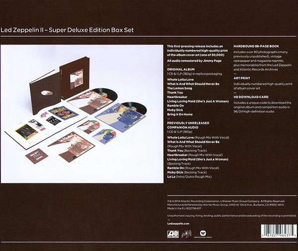 LED ZEPPELIN, Led Zeppelin II (Atlantic; 8122796437, Europe 2014 Reissue, Box Set, Gatefold, Hardbound 88-page book, Numbered, Super Deluxe Edition, 180g Vinyl, Remastered, + 2xCD), SALE - U 2xLP NEW/NEW - Image 2