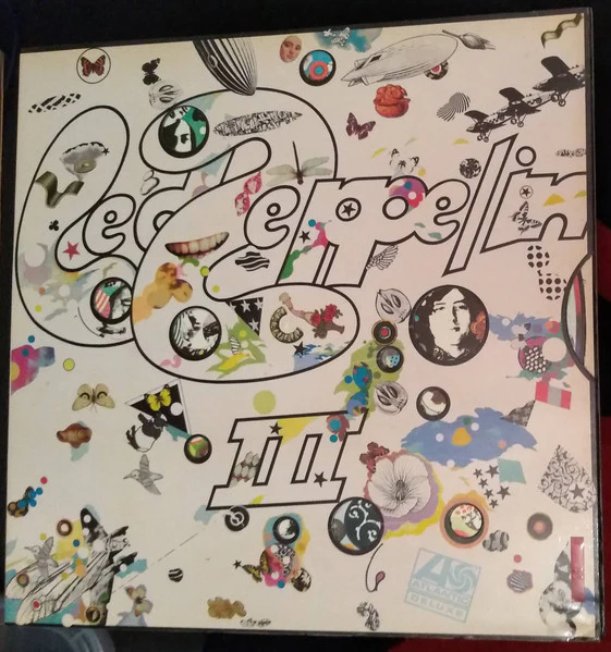 LED ZEPPELIN, Led Zeppelin III (Atlantic Plum & Orange Labels; K 50002, UK 1970s Reissue, Laminated Spinner Gatefold Sleeve With Atlantic K50002 Sticker Inside, Crossover Matrices: Do what t LP VG/VG