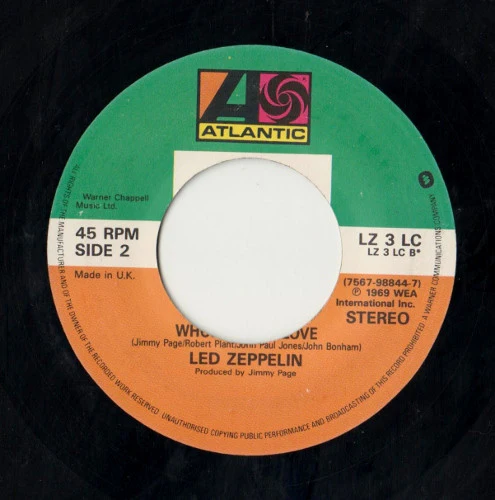 LED ZEPPELIN, Stairway To Heaven / Whole Lotta Love (Atlantic; LZ3LC, UK 1990, Black Die Cut Sleeve, Jukebox) 7" /VG - Image 2
