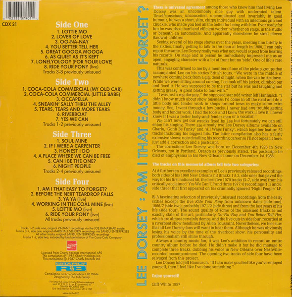 LEE DORSEY, Am I That Easy To Forget? (Charly; CDX 21, UK 1987, Gatefold) 2xLP VG/VG+ - Image 2