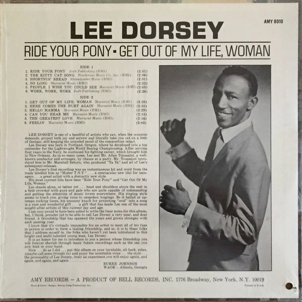 LEE DORSEY, Ride Your Pony - Get Out Of My Life Woman (Amy; 8010-S, US 1966, Pasteback Sleeve, Stereo) LP VG/VG - Image 2