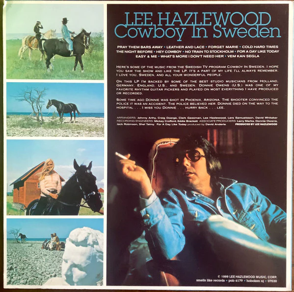 LEE HAZLEWOOD, Cowboy In Sweden (Smells Like Records; SLR 030-12, US 1999 Reissue) LP VG+/VG+ - Image 2