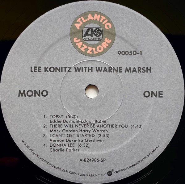LEE KONITZ WITH WARNE MARSH, Lee Konitz With Warne Marsh (Atlantic; 90050-1, US 1982 Reissue) LP VG/VG - Image 3