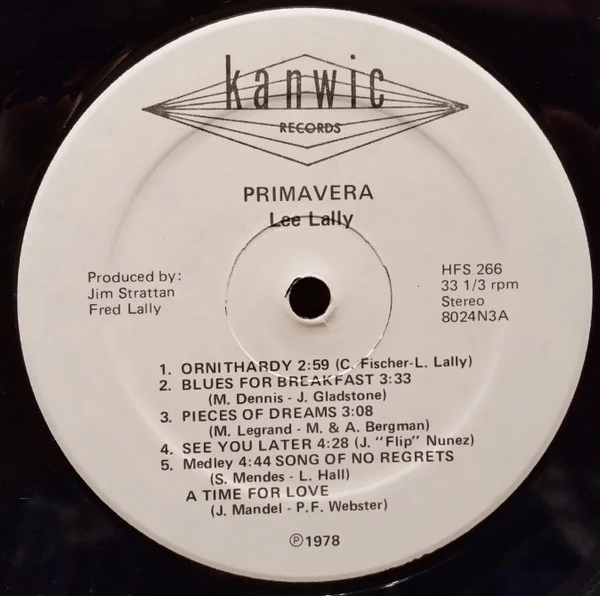 LEE LALLY, Primavera (Kanwic Records; HFS 266, US 1978, Pasteback Sleeve), SALE - Up to 50% Off the Original Price LP VG/VG - Image 3