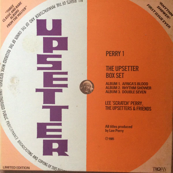 LEE 'SCRATCH' PERRY, THE UPSETTERS & FRIENDS, The Upsetter Box Set (Trojan Records; PERRY 1, UK 1985, Box Set, 3 Inners, Limited Edition, No Barcode, White/Blue Labels) 3xLP VG/VG+