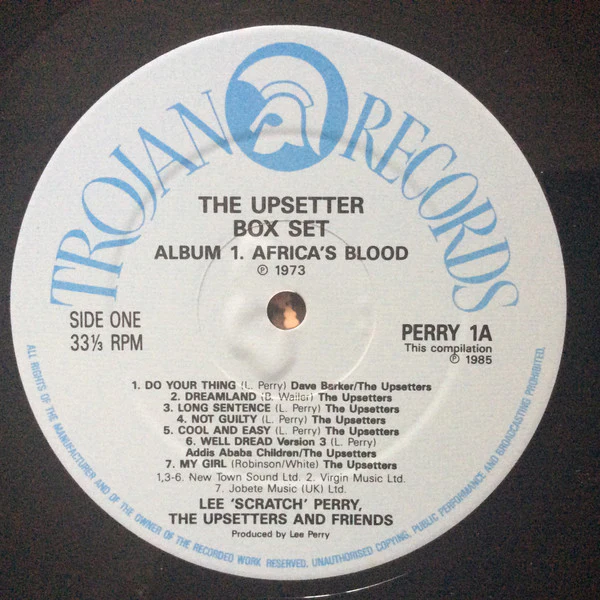 LEE 'SCRATCH' PERRY, THE UPSETTERS & FRIENDS, The Upsetter Box Set (Trojan Records; PERRY 1, UK 1985, Box Set, 3 Inners, Limited Edition, No Barcode, White/Blue Labels) 3xLP VG/VG+ - Image 3