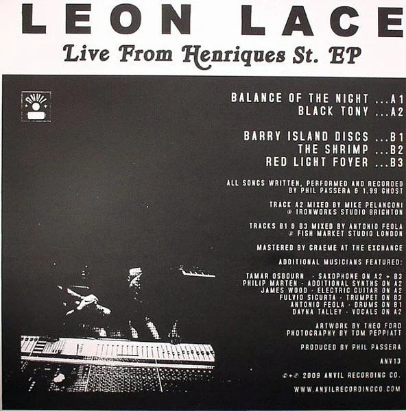 LEON LACE, Live From Henriques St. EP (Anvil; ANV 13, UK 2010, Screen Printed) 12" EP VG/G+ - Image 2