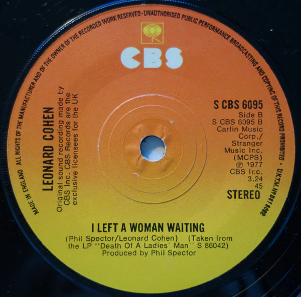 LEONARD COHEN, True Love Leaves No Traces / I Left A Woman Waiting (CBS ; S CBS 6095, UK 1977, Company Sleeve), SALE - Up to 50% Off the Original Price 7" VG/EX - Image 2