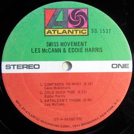LES MCCANN & EDDIE HARRIS, Swiss Movement (Atlantic; SD 1537, US 1969, Company Inner) LP VG/VG+ - Image 3
