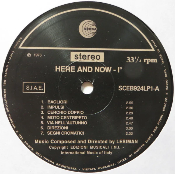LESIMAN, Here And Now Vol. 1 (Schema; SCEB924LP1, Italy 2015 Reissue, With CD And Obi) LP VG+/EX - Image 3
