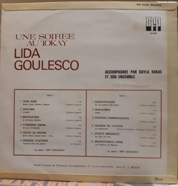 LIDA GOULESCO, Une Soiree Au Tokay (SFP; SFP 54.001, France 1970, Laminated Front Sleeve), SALE - Up to 50% Off the Original Price LP VG/VG - Image 2