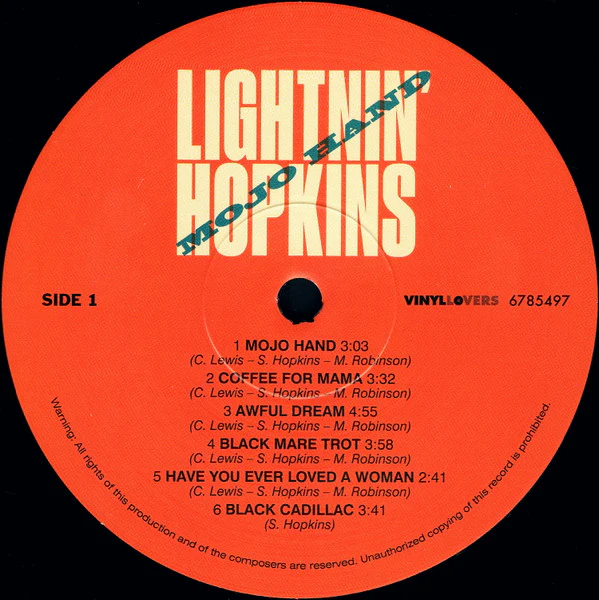 LIGHTNIN' HOPKINS, Mojo Hand (Vinyl Lovers; 6785497, Europe 2018 Reissue, 180 Gram Vinyl) LP NEW/NEW - Image 3