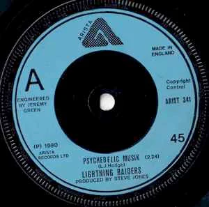 LIGHTNING RAIDERS, Psychedelic Musik (Arista; ARIST 341, UK 1980, Picture Sleeve, Steve Jones And Paul Cook (Sex Pistols)) 7" VG+/VG+ - Image 3