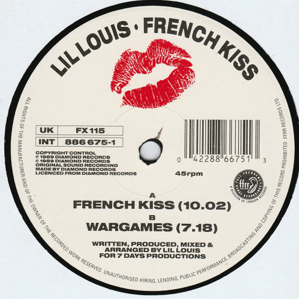 LIL LOUIS, French Kiss (ffrr; FX115, UK 1989, Die Cut Slv) 12" VG/VG - Image 2