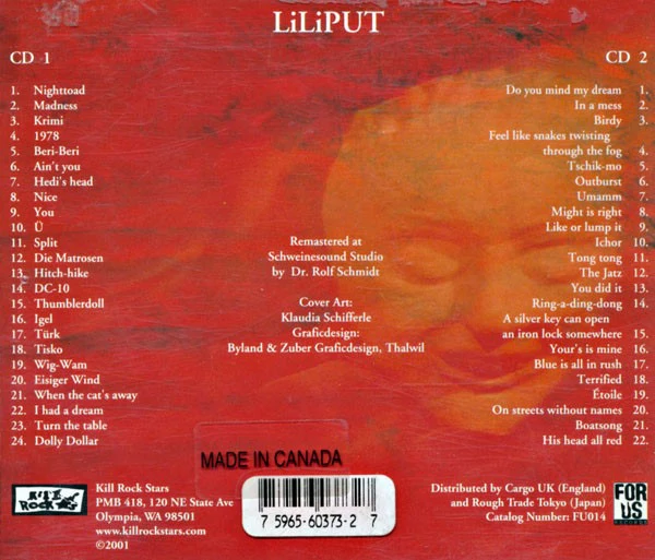 LILIPUT, Liliput (Kill Rock Stars; KRS 373, US 2001 Reissue, Double CD Case) 2xCD VG+/VG+ - Image 2