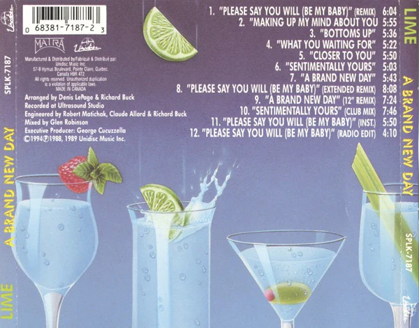 LIME, A Brand New Day (Unidisc; SPLK-7187, Canada 1994 Reissue, Jewel Case) CD VG+/VG+ - Image 2