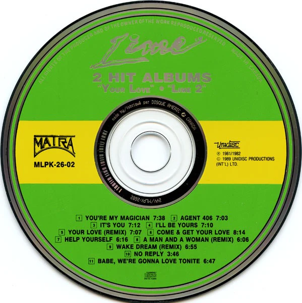LIME, Your Love / Lime 2 (2 Hit Albums) (Matra; MLPK-26-02, Canada 1989 Reissue, Jewel Case) CD VG+/VG+ - Image 3