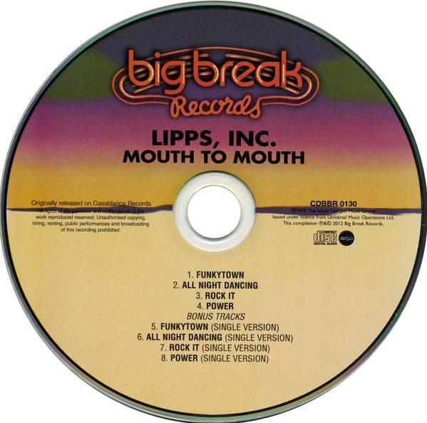 LIPPS, INC., Mouth To Mouth (Big Break Records; CDBBR 0130, UK 2012 Reissue, Super Jewel case) CD VG+/VG+ - Image 3