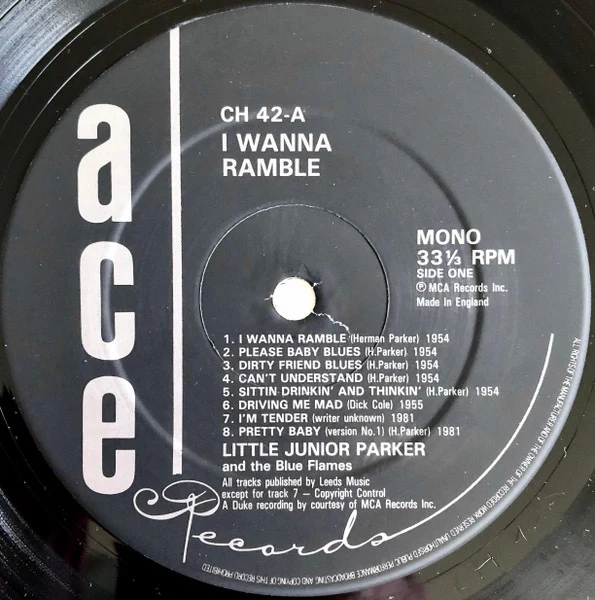 LITTLE JUNIOR PARKER AND THE BLUE FLAMES, I Wanna Ramble (Ace; CH 42, UK 1984), SALE - Up to 50% Off the Original Price  LP VG/VG - Image 3