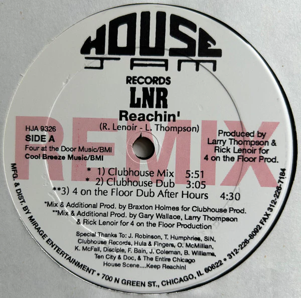 LNR, Reachin' (Remix) (House Jam Records; HJA 9326, US 1993) 12" /VG+