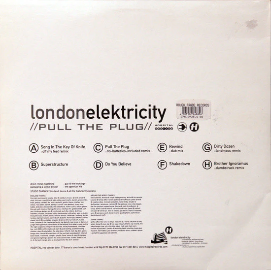 LONDON ELEKTRICITY, Pull The Plug (Hospital Records ; NHS12LP, UK 1999, Stickered Die Cut Sleeve) 4x12" G+/VG - Image 2