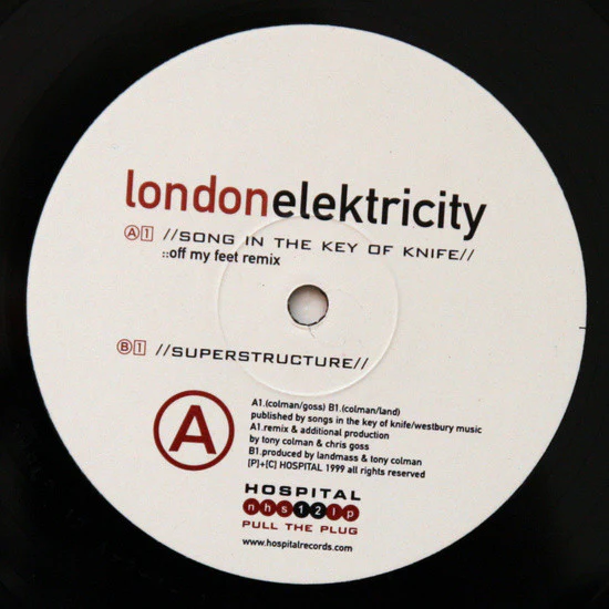 LONDON ELEKTRICITY, Pull The Plug (Hospital Records ; NHS12LP, UK 1999, Stickered Die Cut Sleeve) 4x12" G+/VG - Image 3