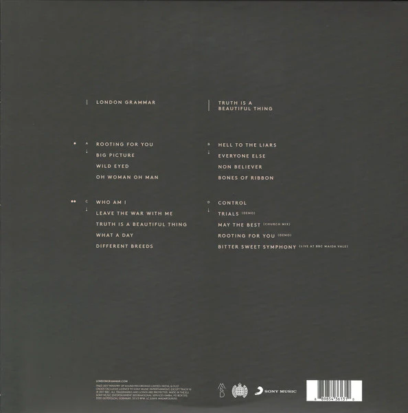 LONDON GRAMMAR, Truth Is A Beautiful Thing (Ministry Of Sound; MADART2LP, UK 2017, Gatefold, 2 Inners, Deluxe Version, 7 bonus tracks) 2xLP VG+/VG+ - Image 2