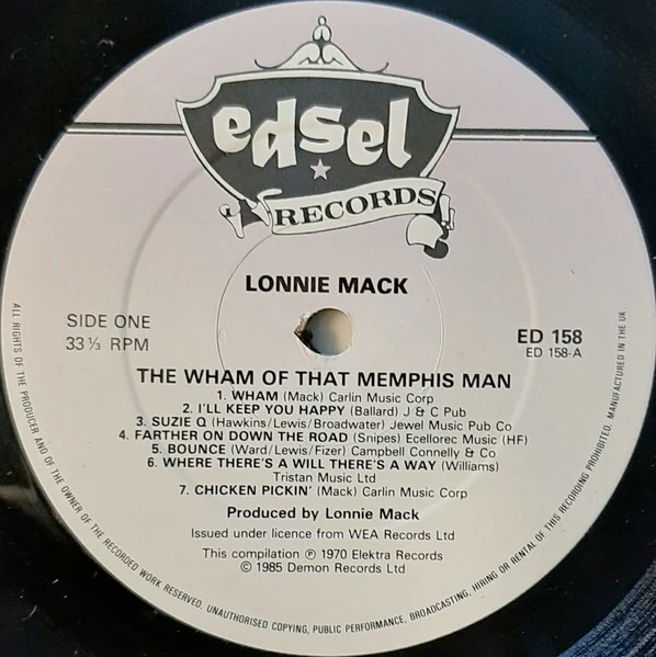LONNIE MACK, The Wham Of That Memphis Man! (Edsel Records; ED 158, UK 1985 Reissue), SALE - Up to 50% Off the Original Price  LP VG/VG - Image 3
