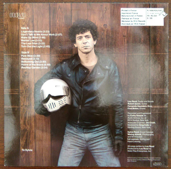 LOU REED, Legendary Hearts (RCA; PL 14568, France 1983, Inner) LP VG/VG - Image 2