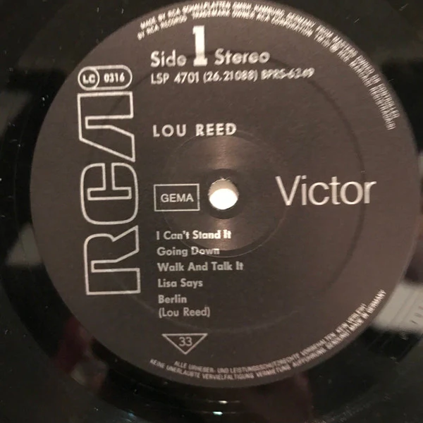 LOU REED, Lou Reed (RCA; LSP 4701, Germany 1980s Reissue) LP VG/VG - Image 3