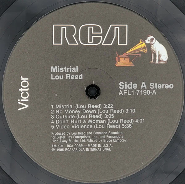 LOU REED, Mistrial (RCA Victor; AFL1-7190, US 1986, Inner, Indianapolis Pressing) LP VG/VG - Image 3