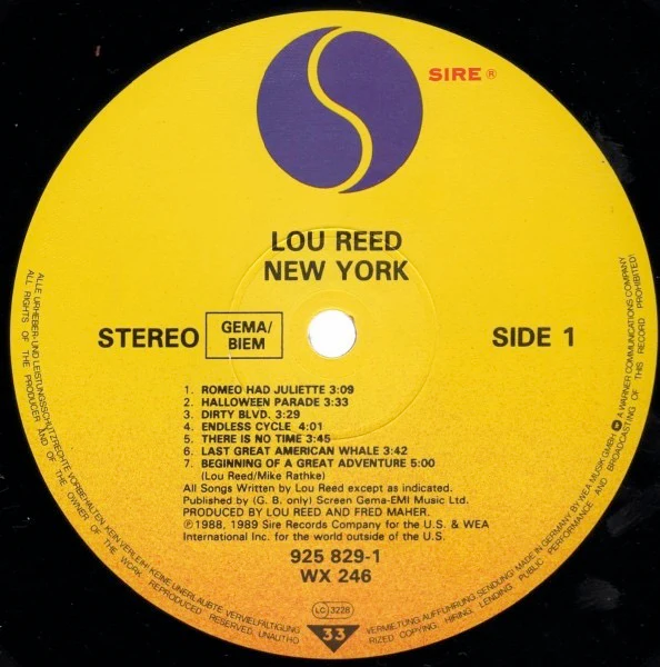 LOU REED, New York (Sire; WX 246, UK & Europe 1980s, Inner & Insert) LP VG/VG+ - Image 3