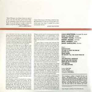 LOUIS ARMSTRONG & DUKE ELLINGTON, Recording Together For The First Time (Roulette; SR52074, USA & Europe 2016 Reissue, Gatefold, 180 Gram Vinyl) LP VG+/VG+ - Image 2