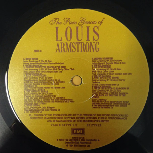 LOUIS ARMSTRONG, The Pure Genius Of Louis Armstrong: We Have All The Time In The World (EMI Records Ltd.; 7243 8 31779 1 2, UK 1994) LP VG+/VG+ - Image 3