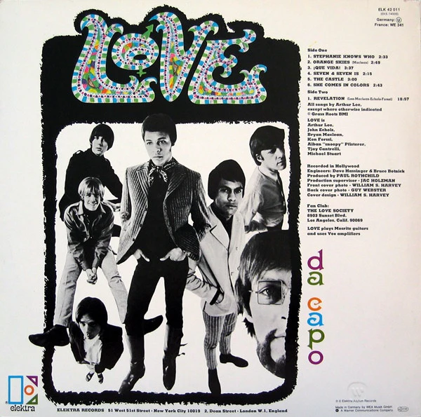 LOVE, Da Capo (Elektra; ELK 42 011, Germany 1980s Reissue) LP VG/EX - Image 2