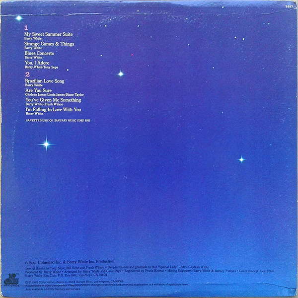 LOVE UNLIMITED ORCHESTRA, My Sweet Summer Suite (20th Century Records; T-517, US 1976, Picture Sleeve) LP G+/VG - Image 2