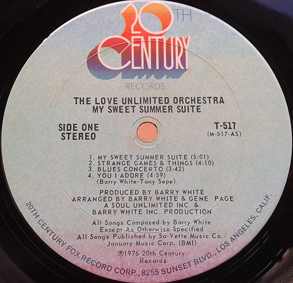 LOVE UNLIMITED ORCHESTRA, My Sweet Summer Suite (20th Century Records; T-517, US 1976, Picture Sleeve) LP G+/VG - Image 3