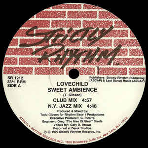 LOVECHILD, Sweet Ambience (Strictly Rhythm; SR 1212, US 1990, Plain Brown Card Sleeve) 12" /VG