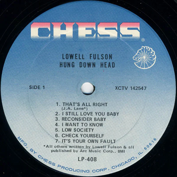 LOWELL FULSON, Hung Down Head (Chess; 408, US 1970) LP VG/VG - Image 3