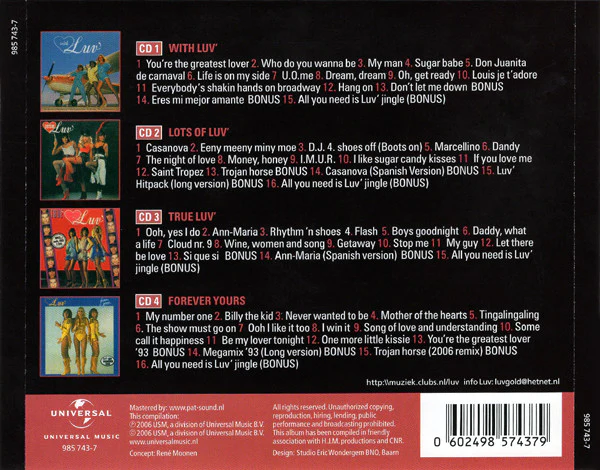 LUV', Completely In Luv' (Universal Music; 985 743-7, Netherlands 2006, Booklet) 4xCD VG/VG+ - Image 2