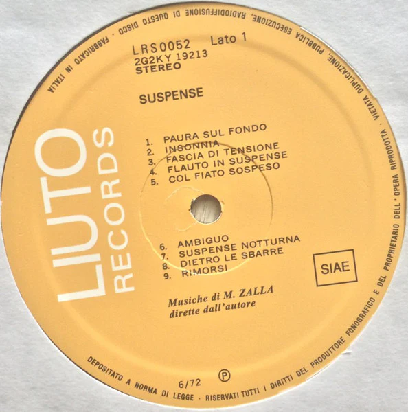 M ZALLA, Suspense (Schema Easy Series; SCEB941LP, Italy 2016 Reissue, With CD) LP EX/VG+ - Image 3