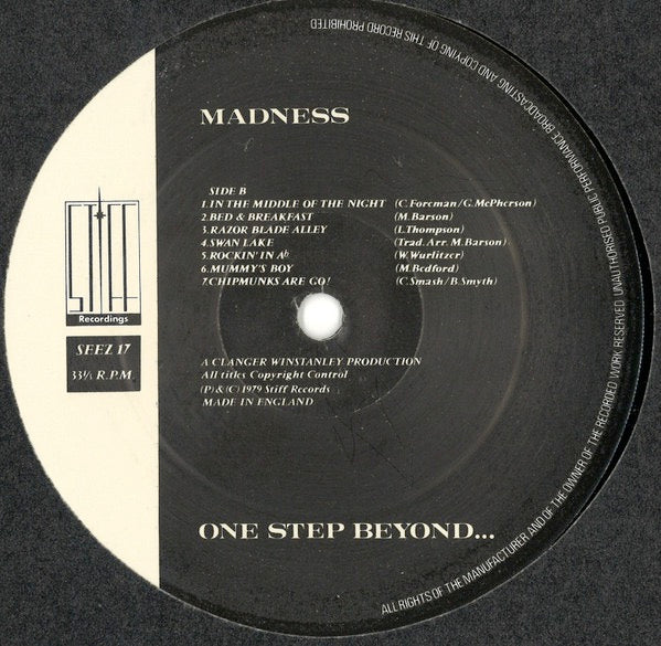MADNESS, One Step Beyond... (Stiff; SEEZ 17, UK 1979, Inner, Repress, "Bed & Breakfast" On Labels, "Bed And Breakfast Man" On Sleeve. "Copyright Control" Publishing.) LP VG/VG - Image 3