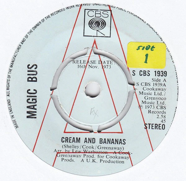 MAGIC BUS, Cream And Bananas (CBS; S CBS 1939, UK 1973, A Label Promo, Company Sleeve) 7" VG/VG