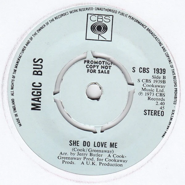 MAGIC BUS, Cream And Bananas (CBS; S CBS 1939, UK 1973, A Label Promo, Company Sleeve) 7" VG/VG - Image 2