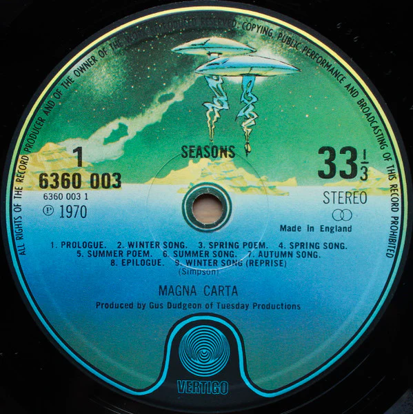 MAGNA CARTA, Seasons (Vertigo Spaceship; 6360003, UK 1970s Reissue, Gatefold) LP VG/VG+ - Image 3